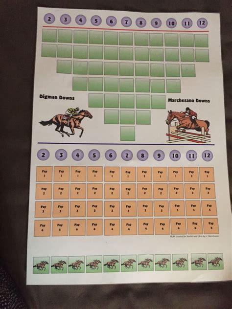 Printable Horse Race Dice Game Template